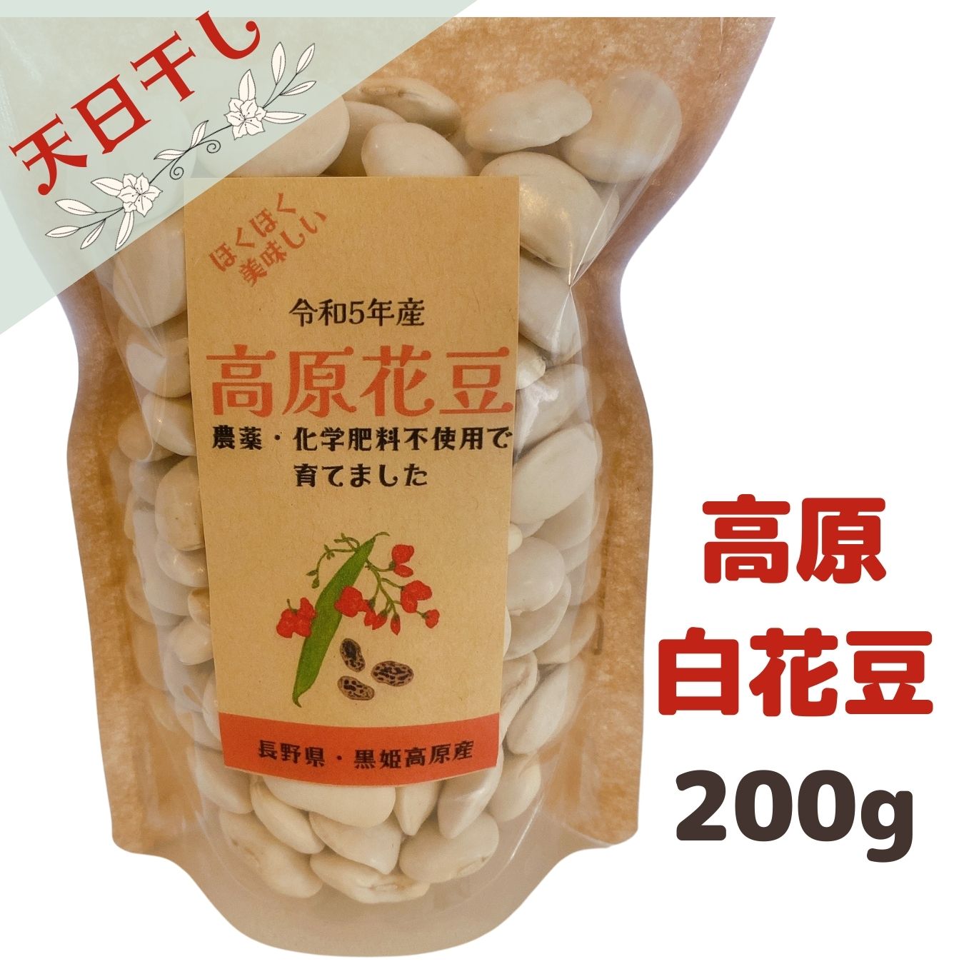 令和6年産 高原白花豆 200g (送料無料)